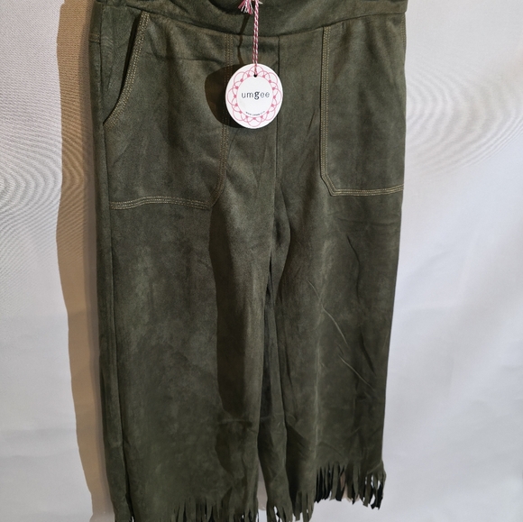 Umgre Olive Green Women's Fringe Pants - Picture 4 of 5